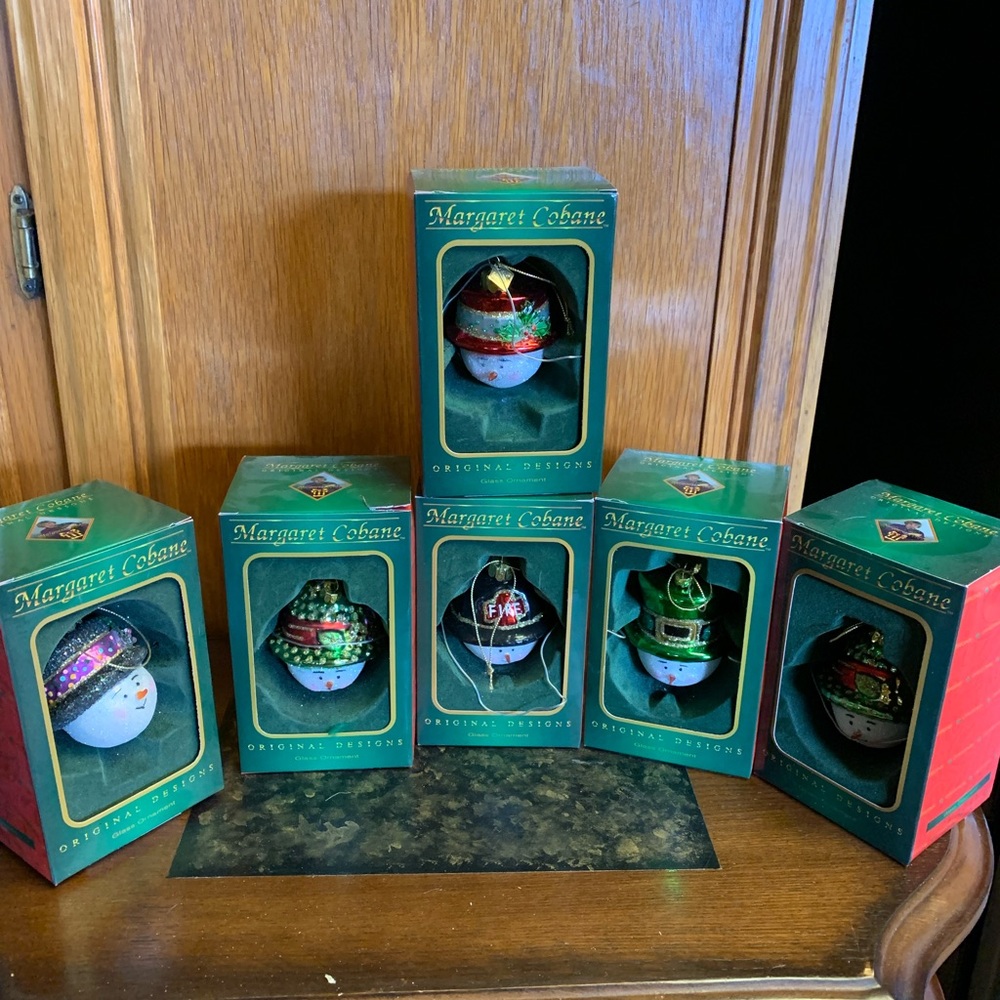 Set of six vintage holiday ornaments